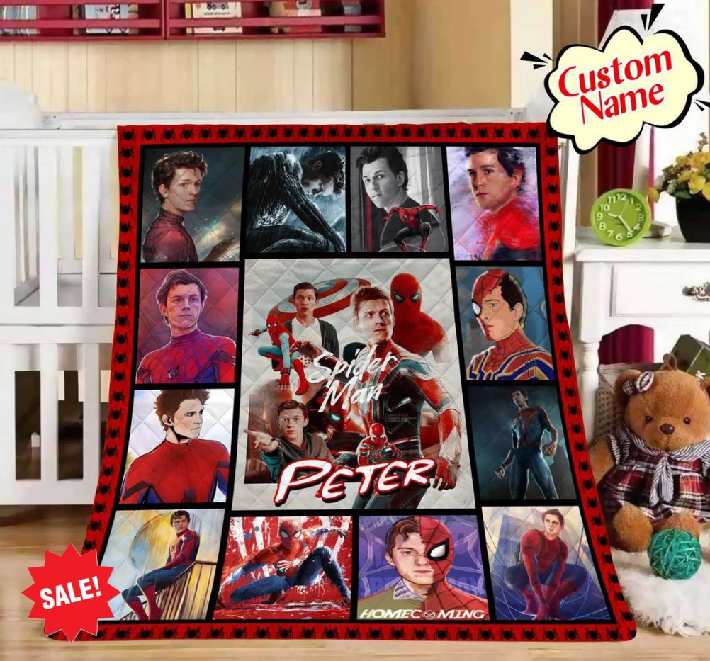 Personalized Spiderman Tom Holland Blanket Super Hero Blanket Peter Parker Spiderman Peter Parker Quilt Blanket No Way Home Blanket